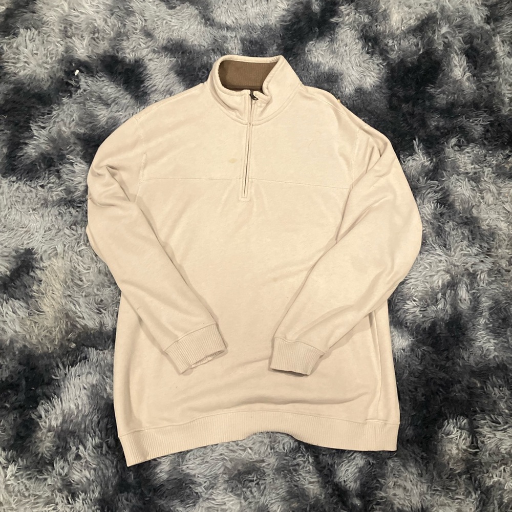 ARROW LIGHT BROWN ZIP UP COLLAR SWEATER